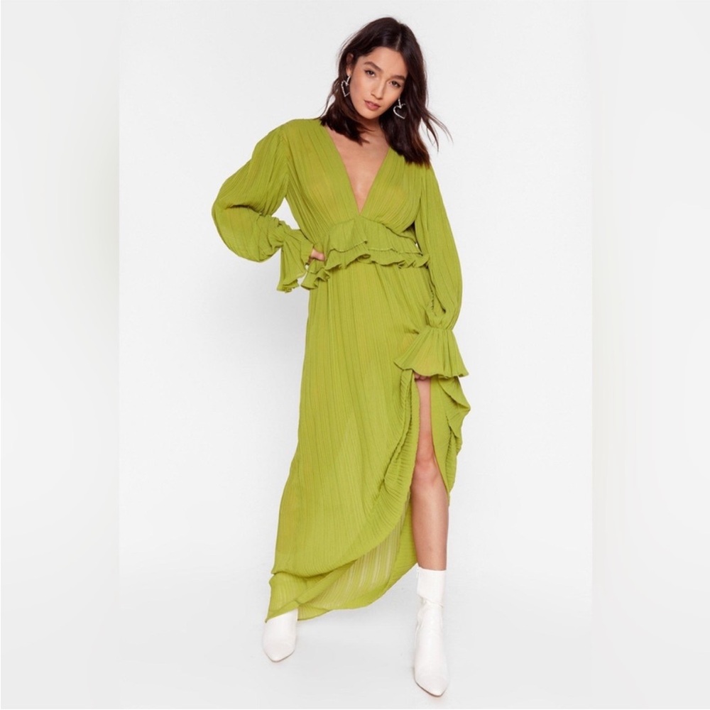 Nasty Gal Green Long Sleeve Dress Size 8